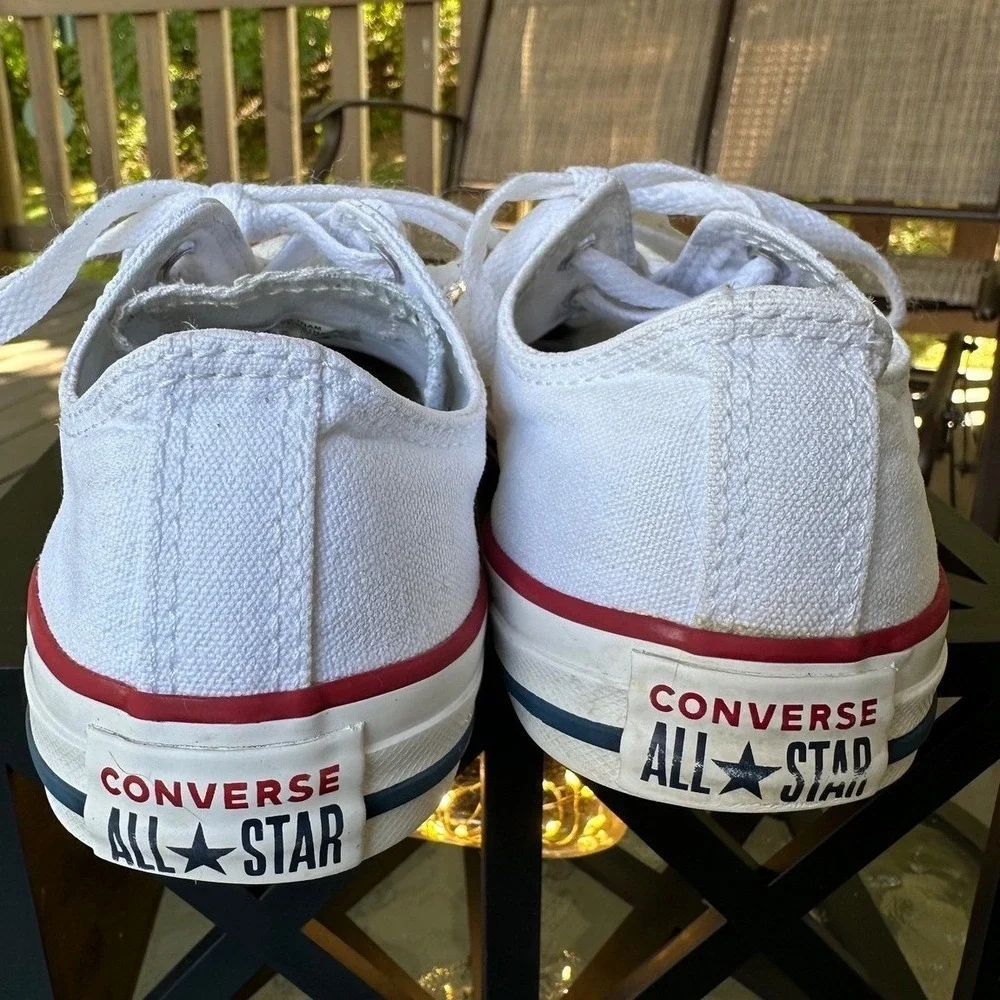 Converse All Star White Canvas‎ Sneakers Low Top Youth Shoes Size 3